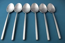 6 Place Oval Soup Spoons Pier 1 SATIN FINISH 18/8 Stainless China 8"