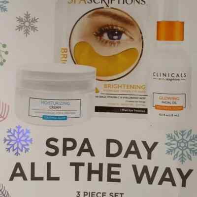 Spascriptions Spa Day 3 Piece Set Cream, Facial Oil, Eye Pad NEW