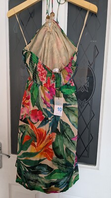 BRAND NEW Primark Tropical print halterneck dress with stones Size 10