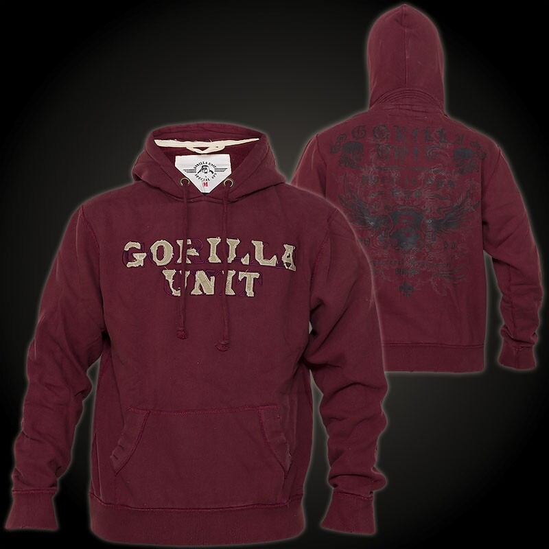 Толстовка с капюшоном GORILLA UNIT Black Wings Weinrot Толстовки с капюшоном Herren Black Wings