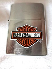 HARLEY-DAVIDSON Brushed Chrome Zippo Lighter with Original Zippo Box - NEW