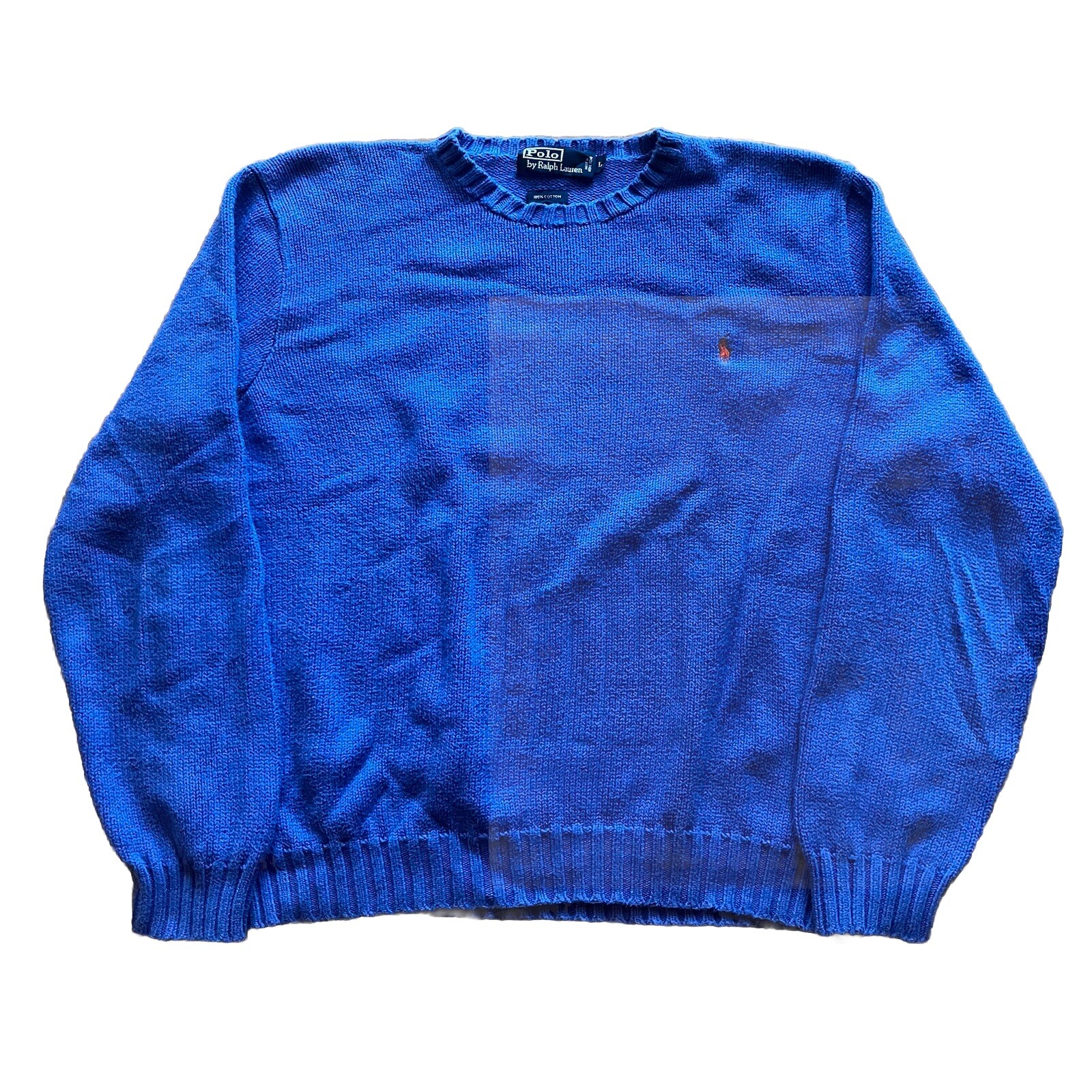 Vintage Polo Ralph Lauren Sweater Mens Large Blue Crewneck Pony Logo Knit
