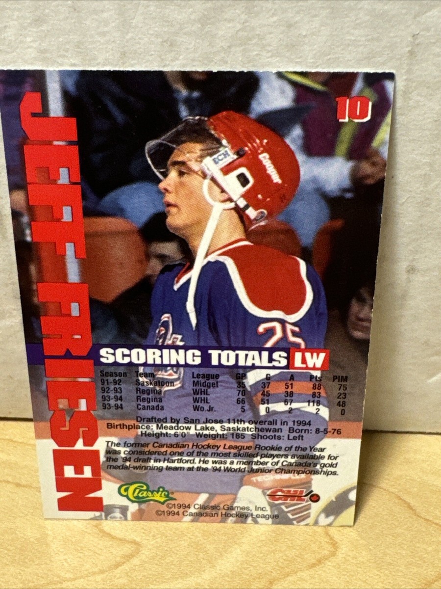 1994 Classic Games Jeff Friesen Signed Card Hockey NHL Autograph