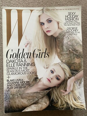 W MAGAZINE Dec 2011 DAKOTA & ELLE FANNING Blake Lively GEORGE CLOONEY Julianne M