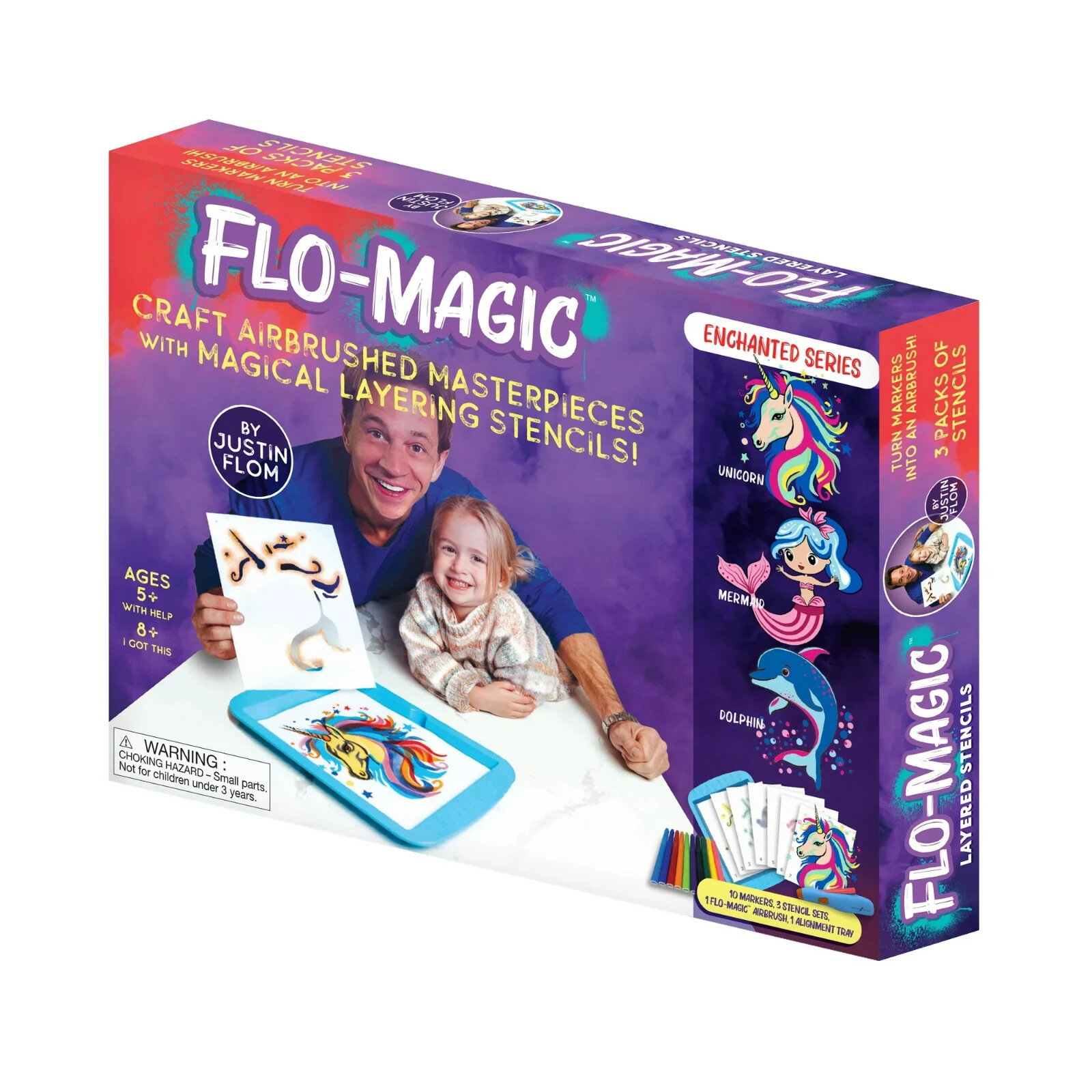 Flo-Magic Kids Enchanted Series Airbrush Marker Kit- 25-Piec