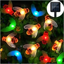 Upgraded Solar Bumble Bee LED Strip Lights 8 Modes Waterproof Outdoor Yard Decor