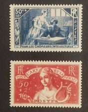 SORTI ALBUM TIMBRE 1935 CHOMEURS INTELLECTUELS 307 308 NEUF*