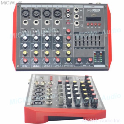 MG6 Bluetooth Portable Audio Mixer DJ Sound Mixing Console MP3 7-Band EQualizer 