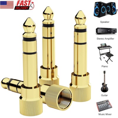 5× 6.3mm 1/4'' Male plug to 3.5mm 1/8'' Female Jack Stereo Headphone Audio Adapter