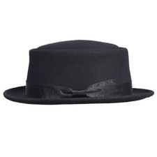 Black Wool Felt Hats With Bow Wide Brim Church Flat Top Fedora Hat For Men Women