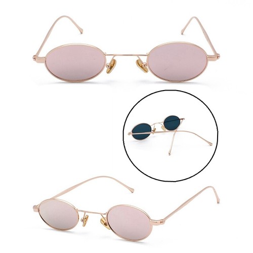 Kleine ovale runde Sonnenbrille Vintage Farbtöne stilvoll Metall Retro Herren Damen - Bild 8 von 29