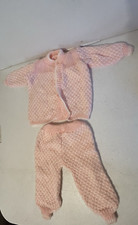 Crochet sweater pants baby girl, soft outfit, pink set 3-6 mo. f2
