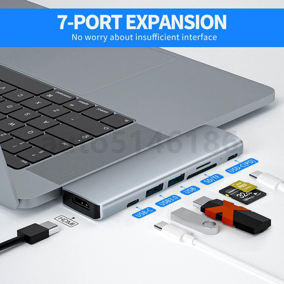 Multiport USB Type C Hub USB3.0 4K HDMI SD/TF Adapter for Macbook Air/Pro 2018 - Image 2 of 4