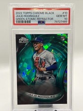 Julio Rodriquez /99 2022 Topps Chrome Black Green Atomic Refractor PSA 10 #10