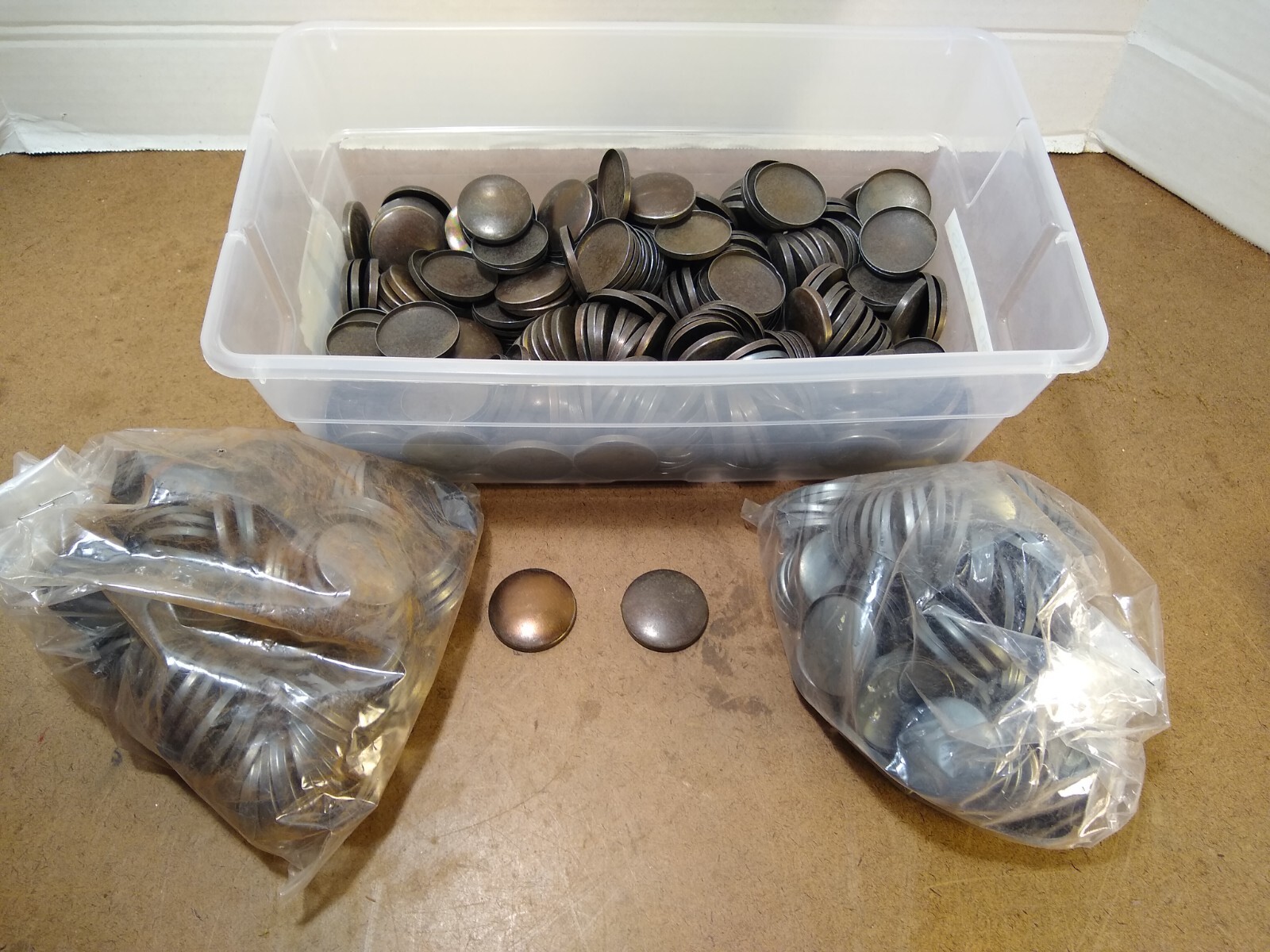 Bulk lot # 60 Button Caps Shells Button Making Upholstery Supplies Approx 4lbs.