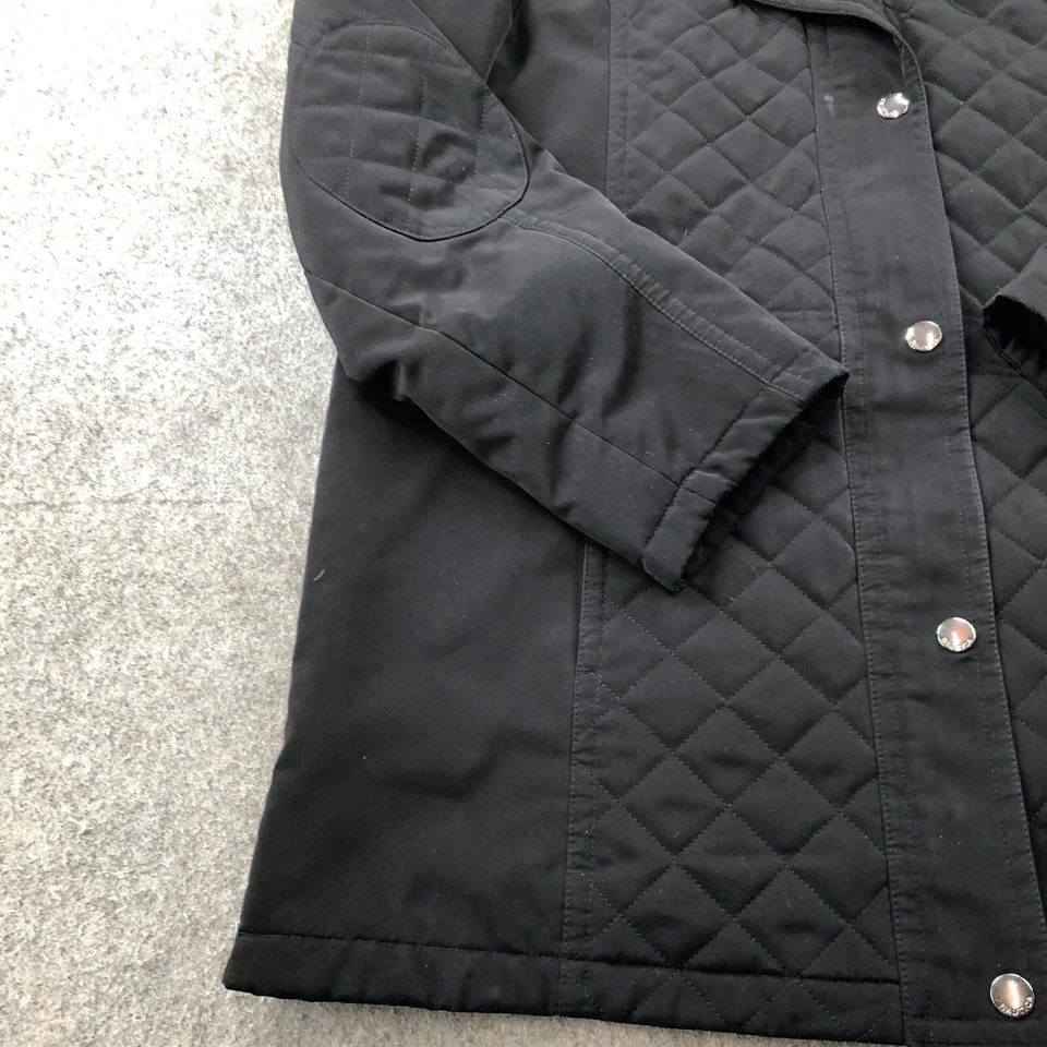 Chaqueta Nautica para mujer grande negra sobre abrigo acolchada a presión informal coderas Foto 2 de 4