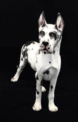 イタリア製Ceramiche Ronzan大型可愛らしい2匹グレート デーン置物 Vintage Large Ronzan Ceramic Dog Great Dane Figurine
