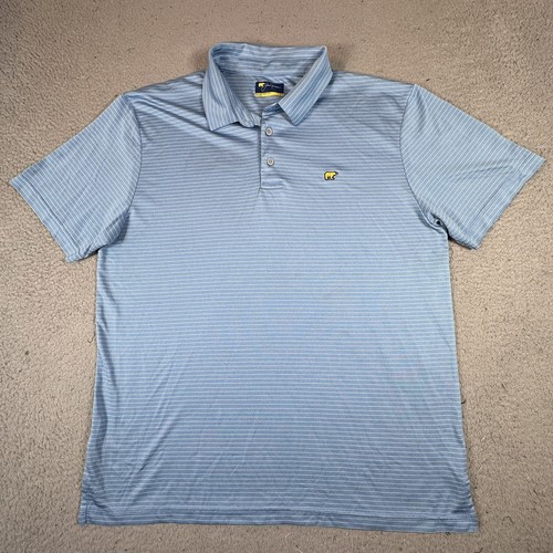 Jack Nicklaus Mens Polo Shirt Size L Light Blue Striped Golf Soft