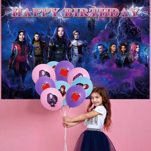 Descendants Party Supplies Party Decoration Set Balloons Cake Toppers Banner - Picture 7 of 7