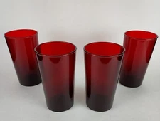 Set Of 4 Anchor Hocking Royal Ruby Red Water Glasses Tumblers Marked 4.75 In.