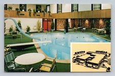 Poolside Kahler Inn Towne Motel Albert Lee MN Minnesota UNP Chrome Postcard P1
