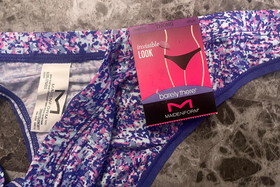 NUEVO CON ETIQUETAS BRAGAS TANGA MAIDENFORM XXL ROSA AZUL LISO INVISIBLE APENAS HAY Foto 2 de 3