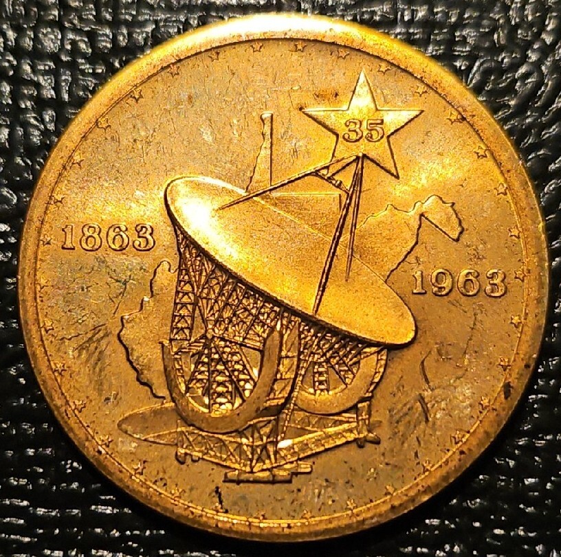 1963 WEST VIRGINIA SATELLITE DISH MEDAL CENTENNIAL COIN TOKEN WV