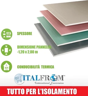 5 Pannelli in Cartongesso - 200x120cm- Sp. 12,5mm Controsoffitto Parete Italfrom