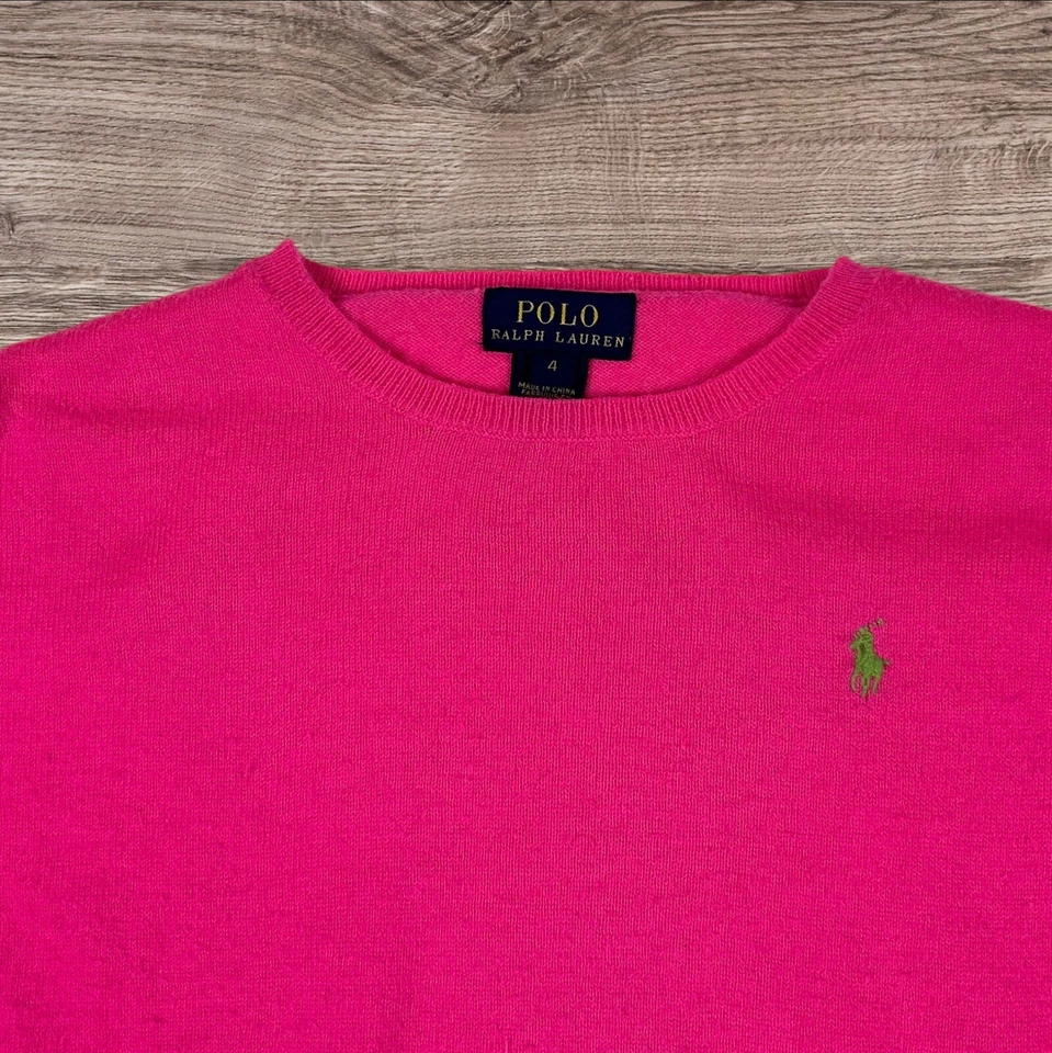 Ralph Lauren Polo Suéter Jersey Niñas Tejido Rosa Niñas 4 Años Foto 2 de 3