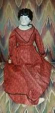 ANTIQUE HERTWIG TURNED SHOULDER HEAD CHINA HEAD DOLL 24" TALL