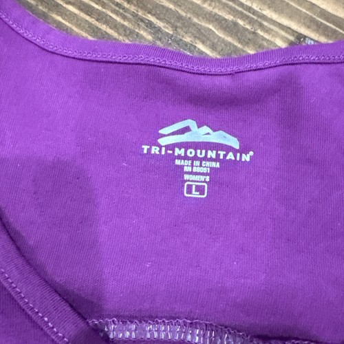 NWT Tri-Mountain Women's 3/4 Sleeve V Neck Performance Shirt in Purple Large - Picture 5 of 8