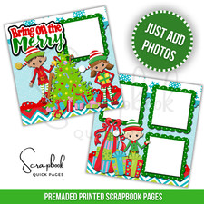 Christmas Elf Scrapbook Pages Boy Girl PRINTED Premade Scrapbook Quick Pages 114