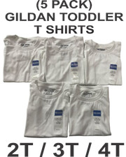 (5 PACK) Gildan Toddler 2T 3T 4T Cotton Short Sleeve T-Shirt Plain White Shirts