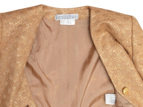 Vintage Gold Givenchy Couture Jacquard Blazer Size FR 38 - Picture 5 of 7