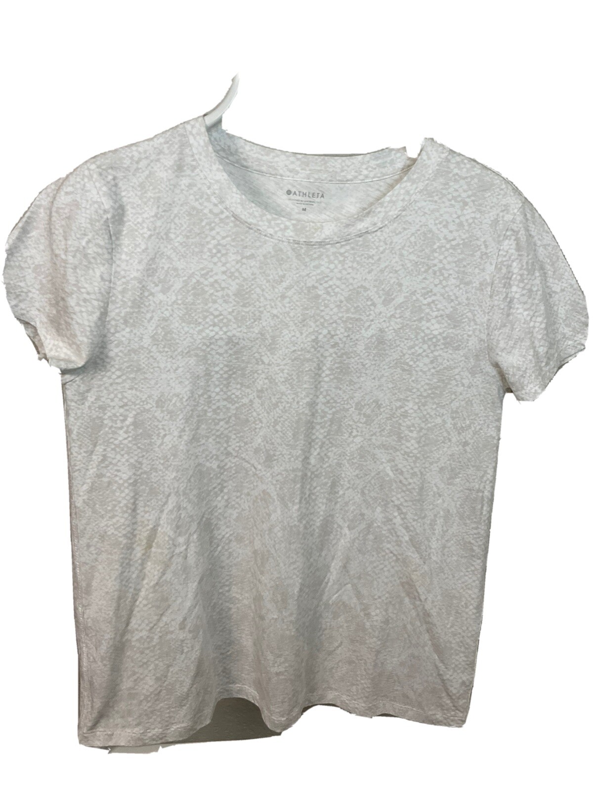 Athleta 100% Cotton Beige/White Snakeskin Short Sleeve T Shirt Size Medium