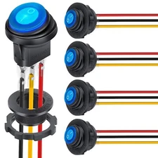 Nilight Round Rocker Switch w/Wiring Harness Switch Holder