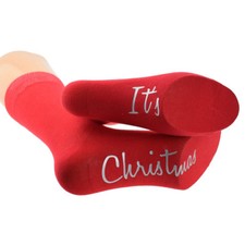 It's Christmas Fun rote Weihnachtssocken Gr&ouml;&szlig;e 5-12 X6N703