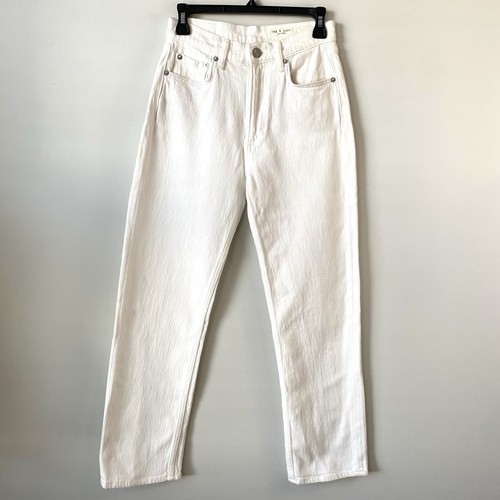 Rag & Bone Harlow Mid Rise Straight Leg Jeans Optic White 24