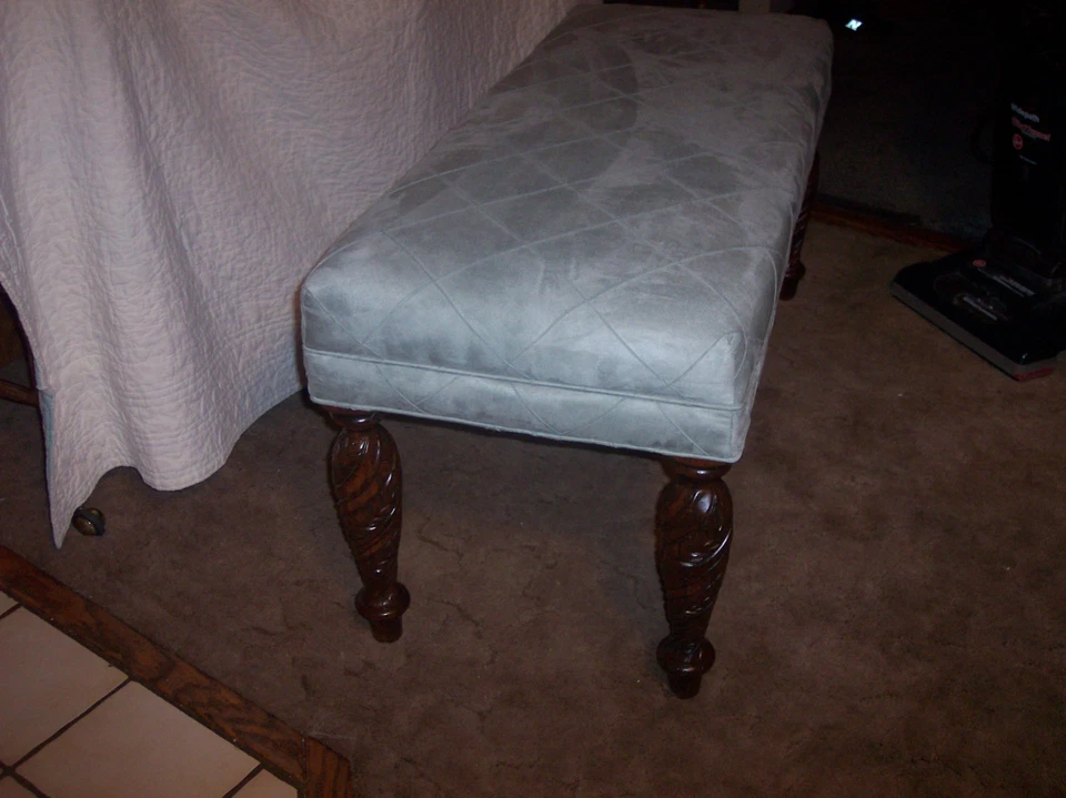 Banco de extremo de cama francés tallado en roble torcido (BN-17) (BB-9) Foto 4 de 4