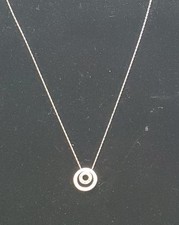 Diamond Floating Circle in Circle Slider 14k Solid White Gold 19" Necklace
