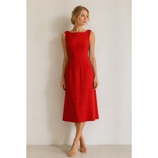 Tory Burch Sheath Dress Gold Buttons Red Size 6