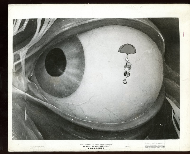 PINOCCHIO Original 1945 RKO 8 x 10 Disney Film Still MONSTRO's Eye and JIMINY vv