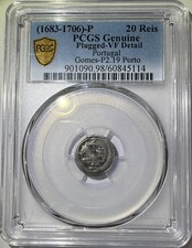 1683-1706-P Portugal Silver 20 Reis Gomes-P2.19 Porto PCGS VF Detail (114)