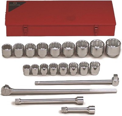 Wright Tool 821 - 1Inch Dr 21 Piece Metal Boxed Set - 12 Point Standard Sockets