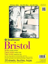 Strathmore 300 Series Bristol Paper Pad, Smooth, Tape 9 x 12 inches, Smooth
