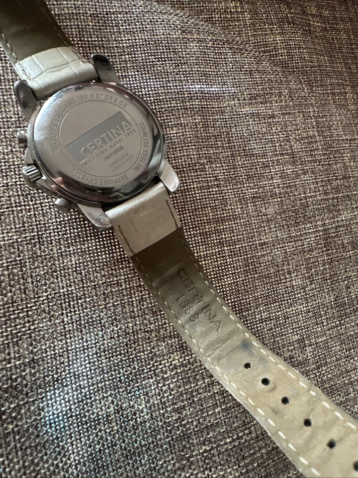 Certina Ds Podium White Leather Strap Watch  Silver Mother Pearl  - Image 4 of 4