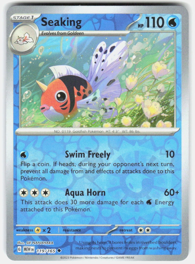 SEAKING 119/165 UNCOMMON 151 POKEMON REVERSE HOLO NM/M