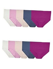 Women's 12 Plus Cotton Mesh - Plus Size Brief - 10 Pack - Pink/Cream/Blue