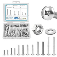 121PCS Nuts Bolts Assortment Kit M4 M5 M6 Phillips Head Machine Screws