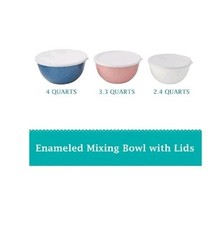 Six (6) Piece ~ Pioneer Woman ~ Enamel on Steel Bowls w/Lids ~ Multicolored (3)
